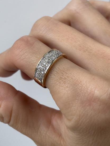 Vintage pavé set diamond band ring on 9ct gold