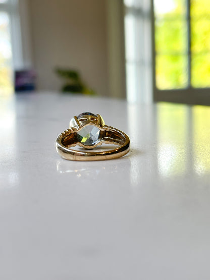 Chunky mystic topaz ring on 9ct gold