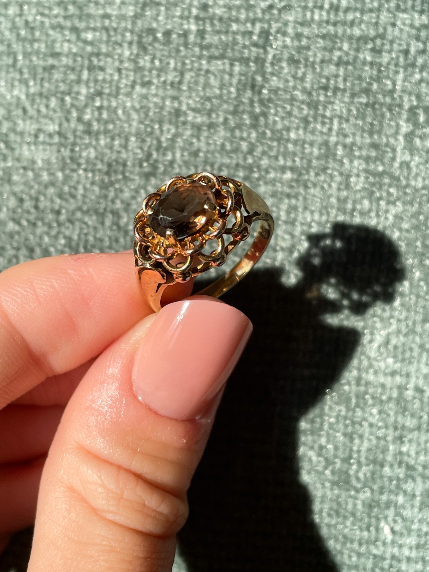 14ct gold smoky quartz ring