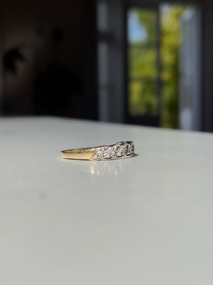Vintage 'wavy' diamond half eternity ring on 9ct gold