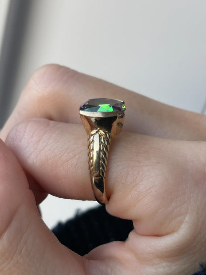 Chunky mystic topaz ring on 9ct gold