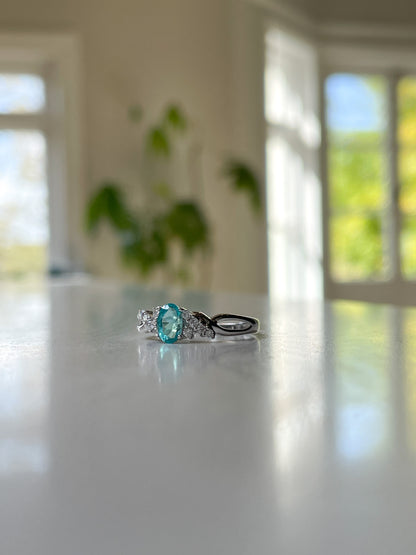 Vintage tourmaline and diamond ring on 9ct white gold