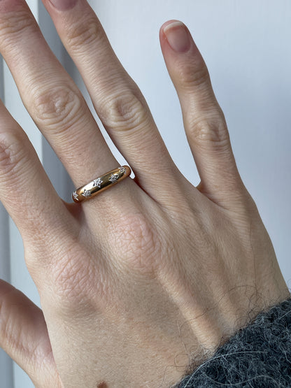 Vintage star set diamond band ring on 9ct gold