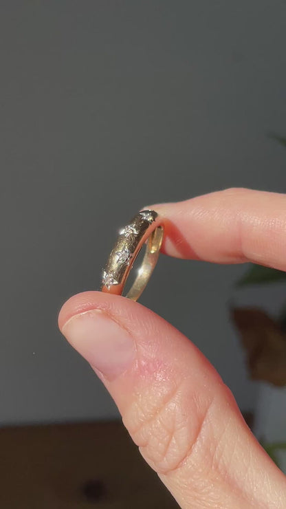 Vintage star set diamond band ring on 9ct gold