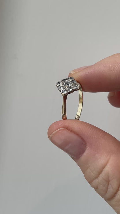 Vintage 9ct gold and platinum white spinel ring