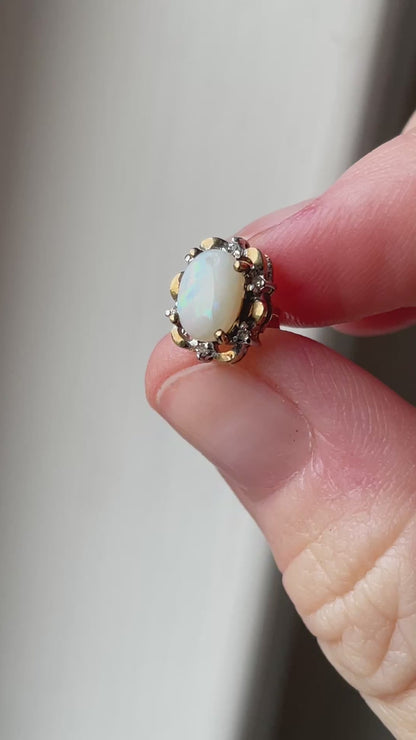 Antique opal and diamond earrings on 9ct gold